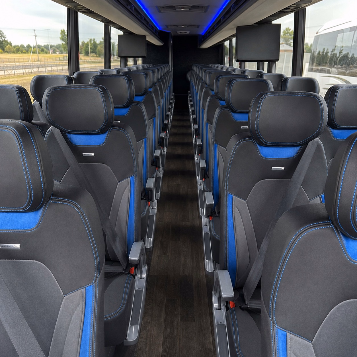 56 passenger charter bus inside